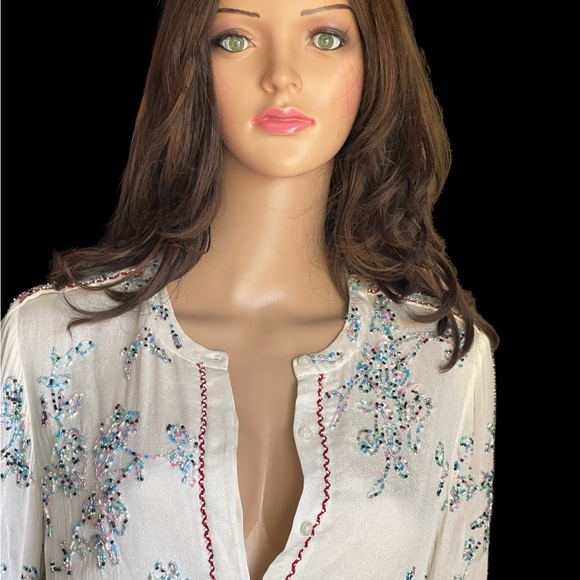 New!Antik Batik embellished holly ivory tunic size S - Picture 2 of 16